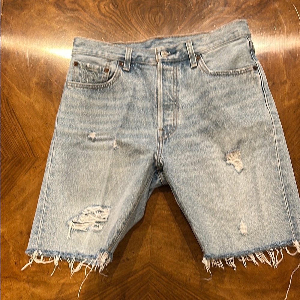 Levi's Light Blue Distressed Jean Shorts